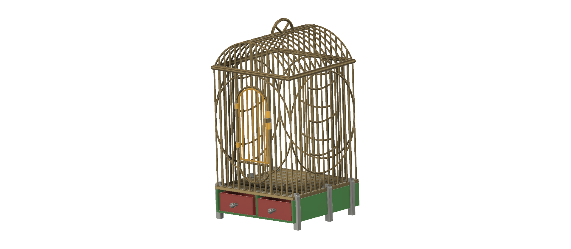 STL file House Style Economy bird cage for finches, canaries, parakeets ...